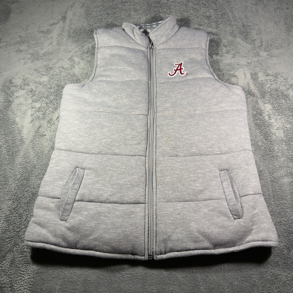 Gameday Couture Alabama Crimson Tide Puffer Vest Heather Gray Women XL Full Zip